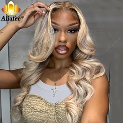 Brown Roots Highlight Blonde Pre Plucked 180% Density 13X6 Lace Frontal Human Hair Wigs 13X4 Glueless Lace Front Wig for Women