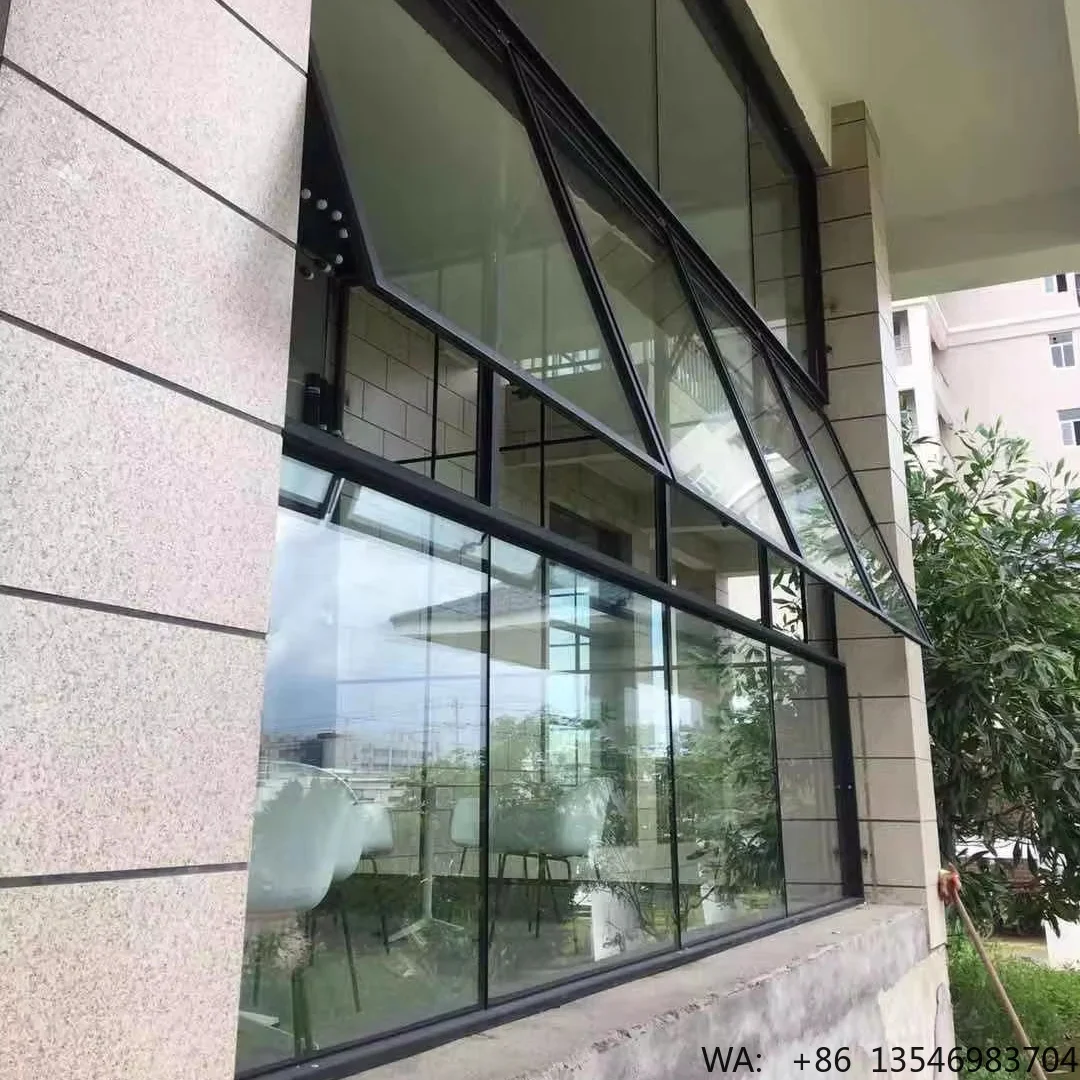 

Ultra-Narrow Frame Steel Top-Hung Window Awning Window Double Glazed with Simple Design Fixed Open Style Windproof Function