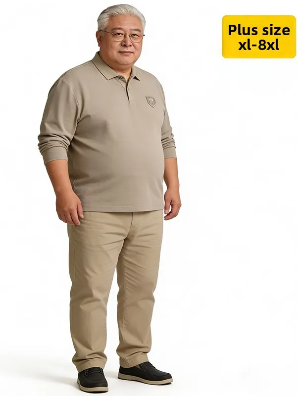 

Мужская футболка больших размеров с длинным рукавом, хлопковая, спортивная, с воротником, дышащая, теплая, для повседневной носки, из смесового полиэстера