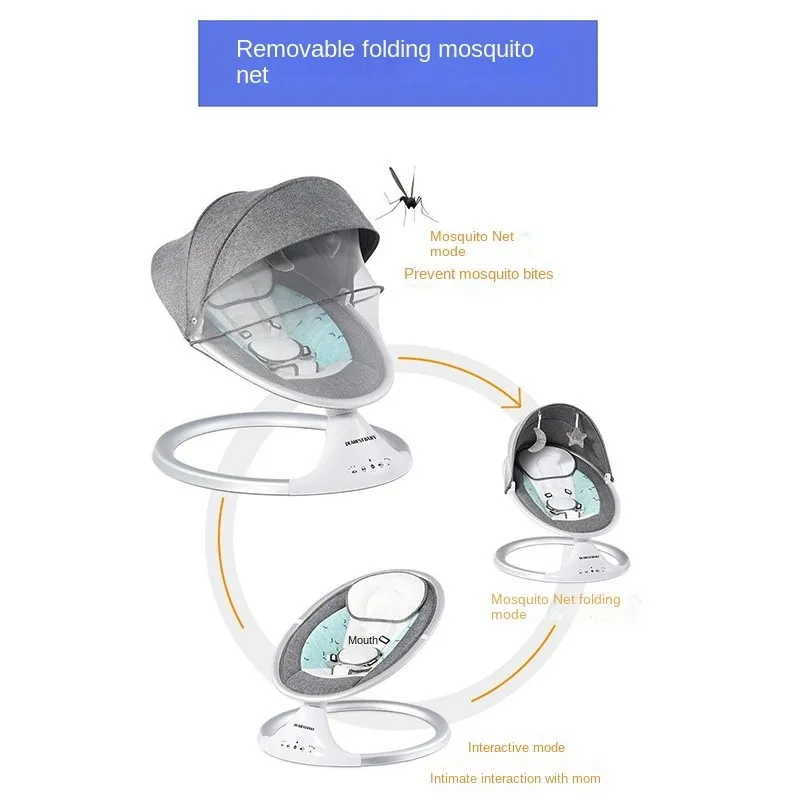 LazyChild-Chaise à Bascule Électrique Multifonctionnelle pour Bébé, Confortable et Confortable, avec Moustiquaire