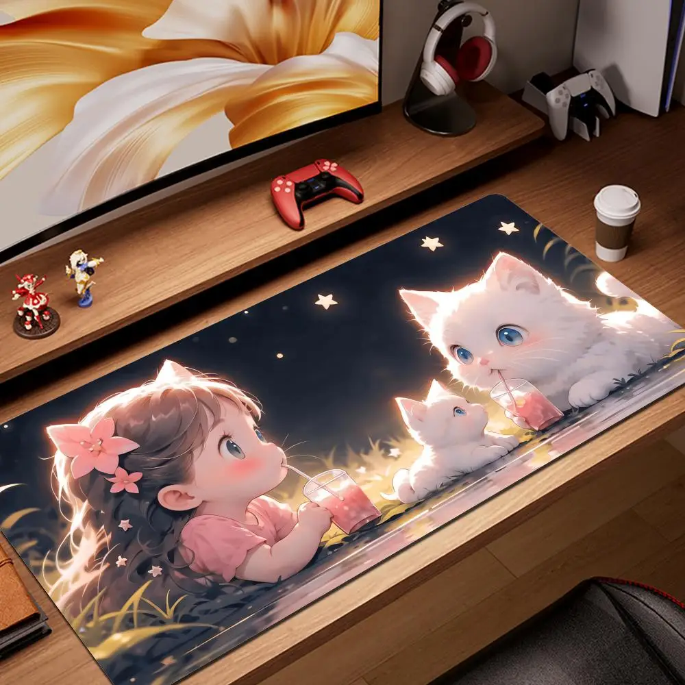 

Коврики для мыши с милыми кошками, игровой Настольный коврик для кабинета, компьютерные и офисные принадлежности, игровой коврик для клавиатуры, Xxl, коврик для скоростного рабочего стола