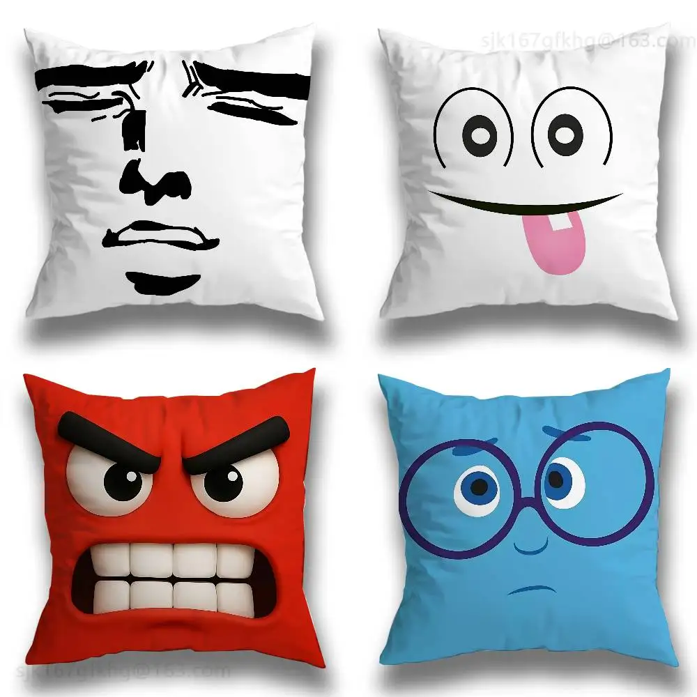 

Creative Funny Face Pillow Case Sofa Living Room Bedroom Headboard Backrest Cushion Square Cushion Nap Time