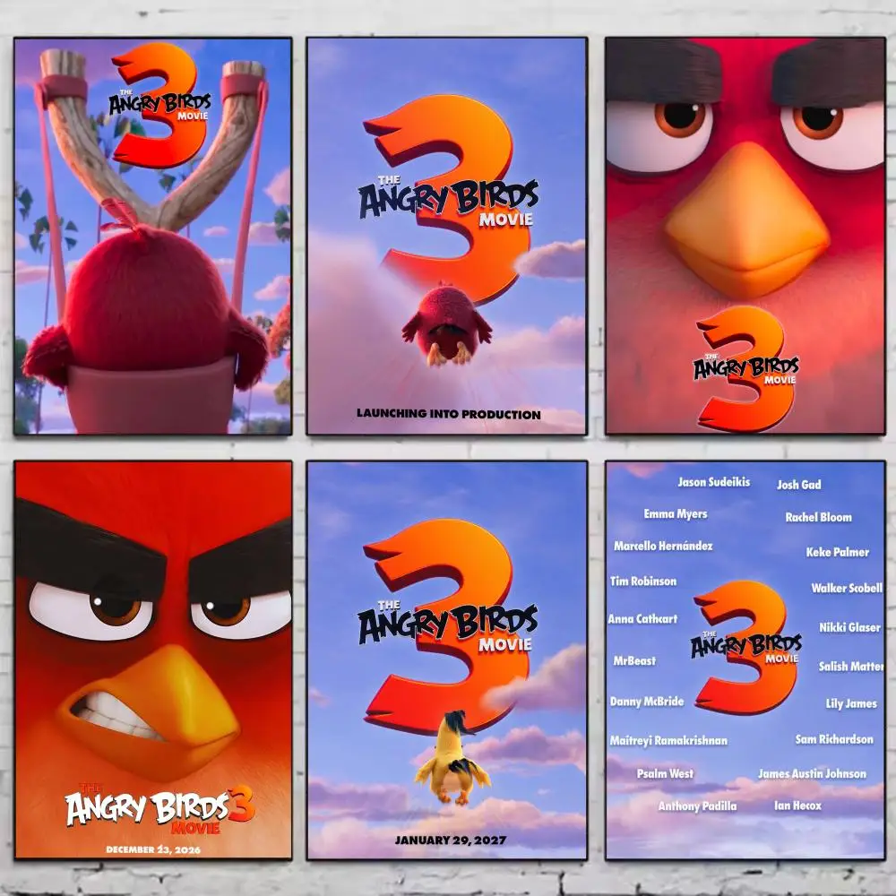 Anime T-The Angry Birds Movie 3 Poster PP Wall Posters Celebrity Cartoon Art Prints for Bedroom Office Waterproof Gift