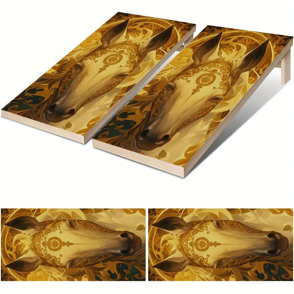 

Великолепная позолоченная голова лошади, водонепроницаемая доска Cornhole, виниловые обертки, дизайн игр из ПВХ для игр на открытом воздухе, идеально подходит для занятий спортом и Le