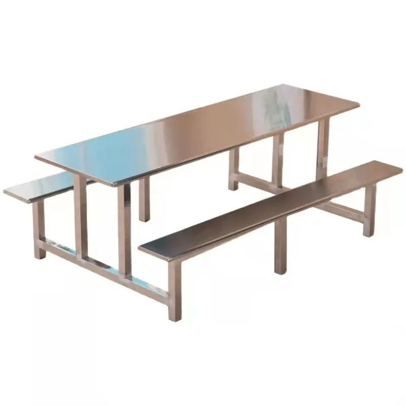 Thickened stainless steel dining table construction site school canteen conjoined dining table combination dining table