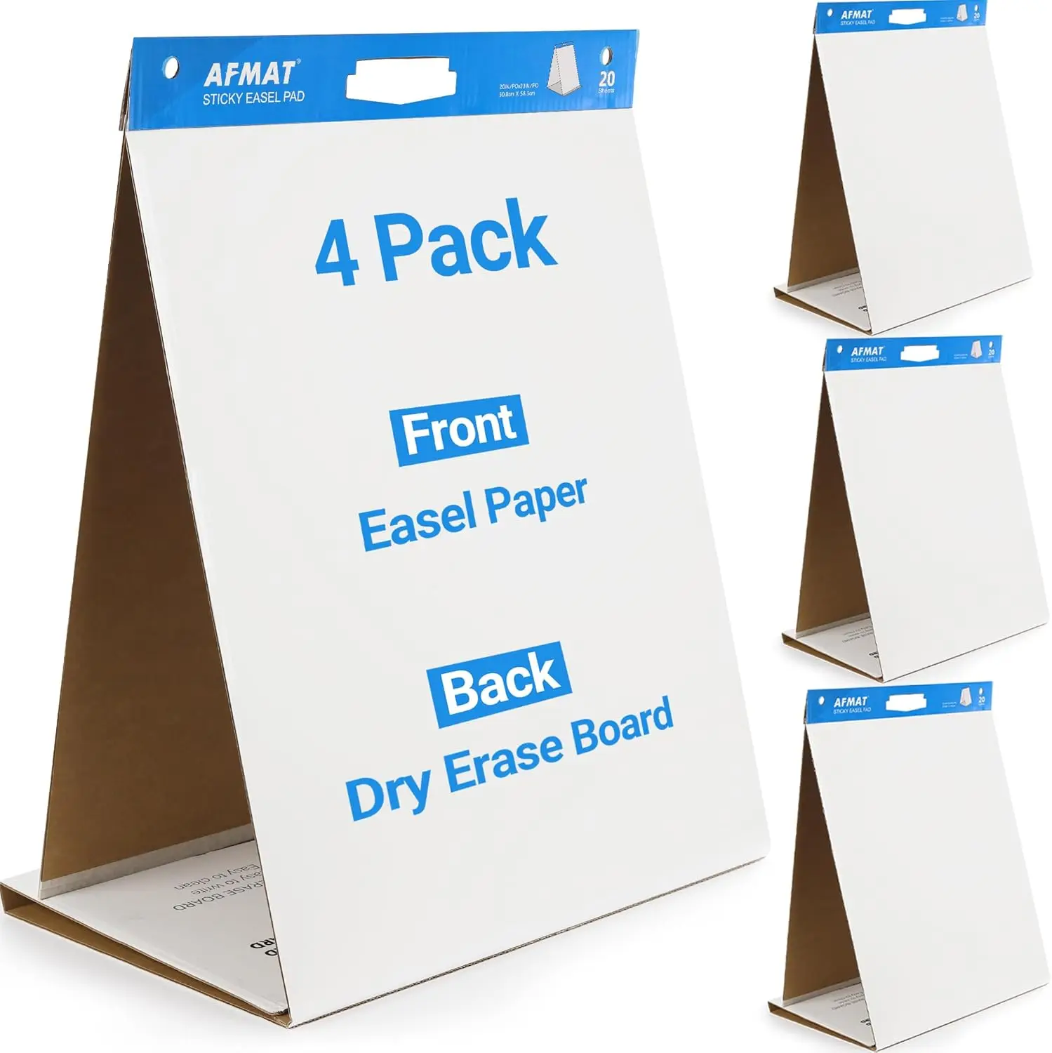 

4-Pack Tabletop Sticky Easel Pad & Dry Erase Board 2 in 1, 20x23 in, 20 Sheets/Pad, Portable Easel Stand for Teachers, Training