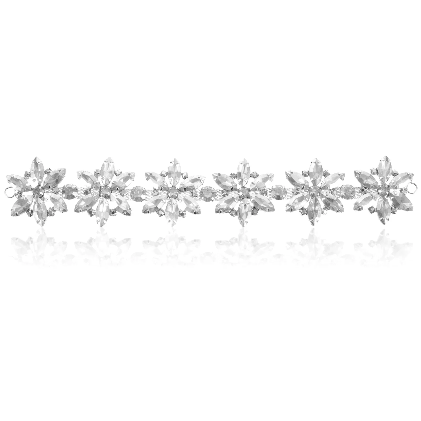 

Delicate Clear Glass Flower Shape Bridal Wedding Sash Belt Chain Clothing Shoes Diy Decorative Coat Patches Garment Sash Belt