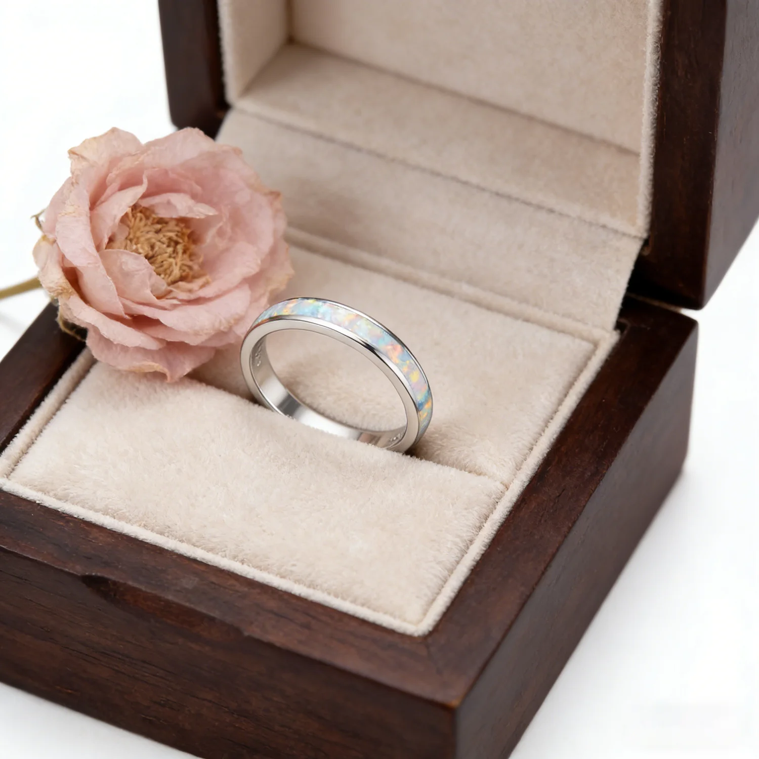 Fantastic White Opal Finger Rings for Women & Man Wedding Anniversary Jewelry Fancy Classic Minimalist Ring Gift for Girlfried