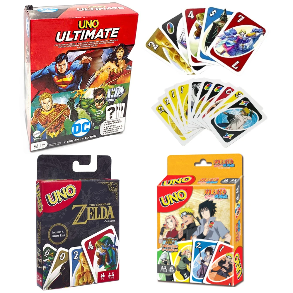 Anime UNO NARUTO Card  And UNO Zelda Card Game  Family Funny Entertainment Board Game Poker Cards Game Gift Box