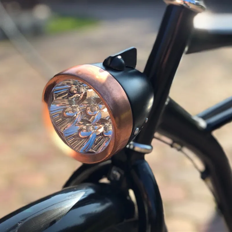 Q039 Bicycle Light Copper Retro Bike Riding Supplies Battery LED Lights / LED Bike Headlight  / Front Headlights