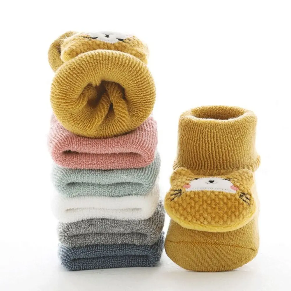 

Warm Plus Fleece Baby Socks 3D Toy Anti-Slip Newborn Baby Socks Thick Midtube Walking Socks Baby Boys Girls