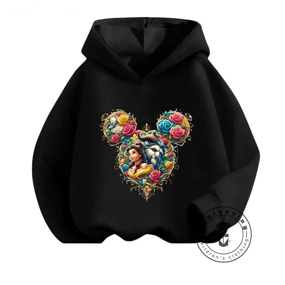 2024 Beauty and the Beast Hoodie Kids Harajuku Sweatshirts Boys Girls Original Cartoon People Print Tops Children's Clothing