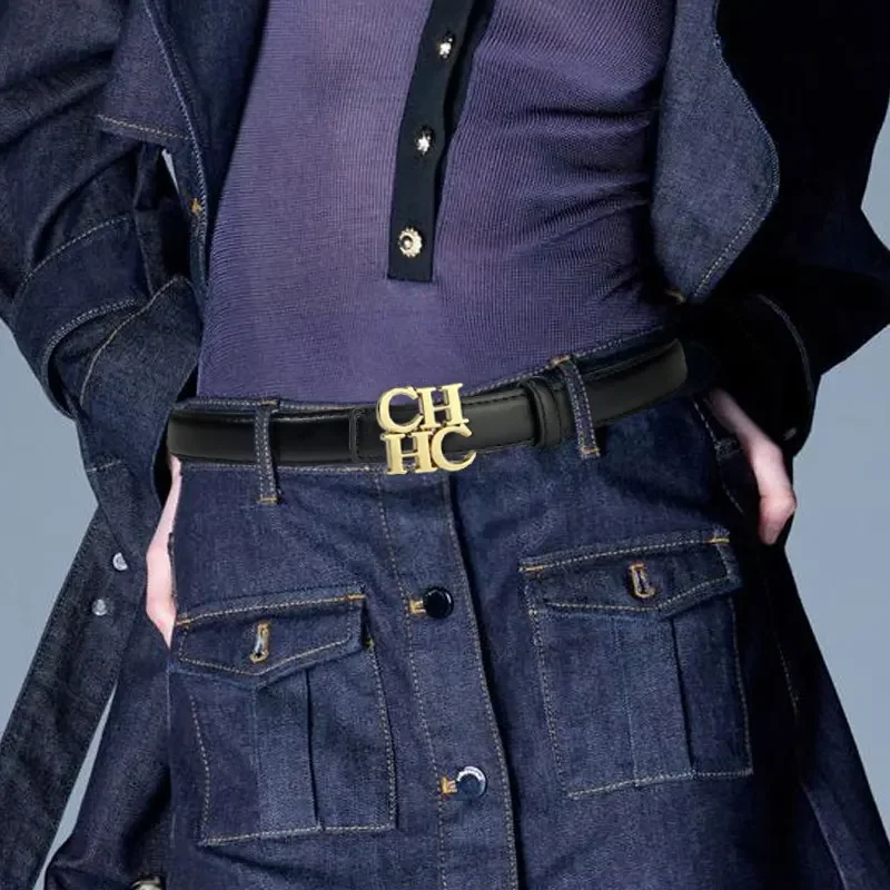 حزام نسائي أنيق بإبزيم معدني على شكل حرف مصنوع من مادة البولي يوريثان المتينة وسهل التنظيف وإكسسوارات الموضة