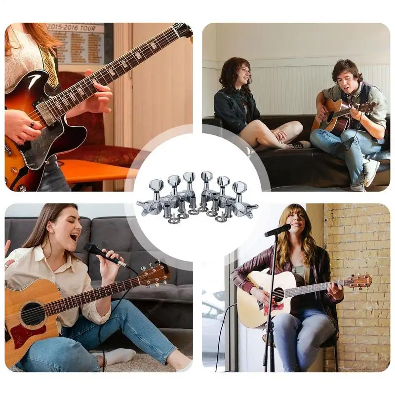 

Guitar String Tuning Pegs 1:18 Electric Guitar Tuning Keys Bridge Parts String Winders For Acoustic & Classical Instrument