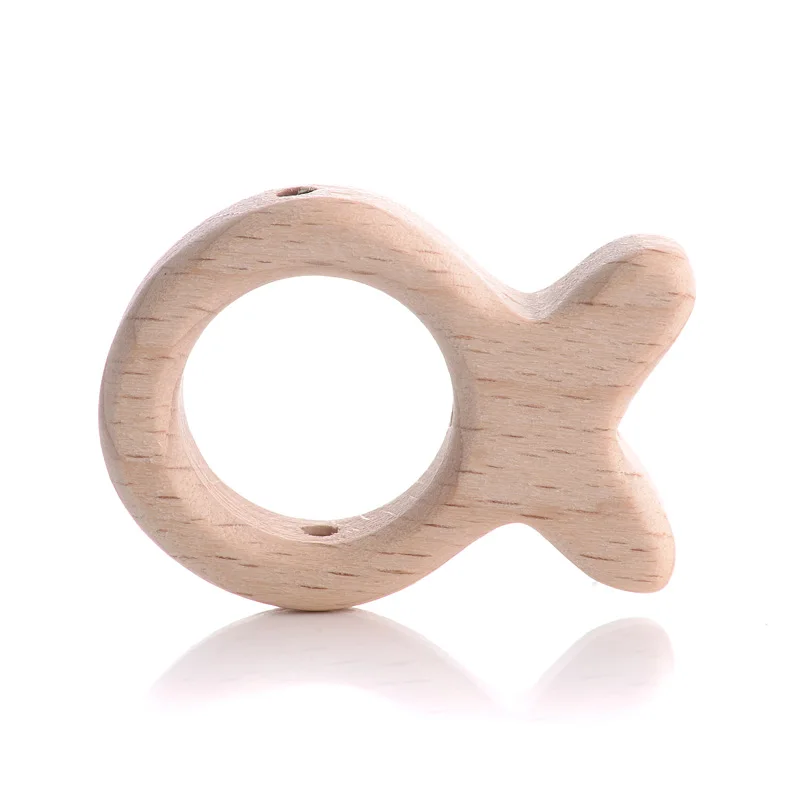 10Pcs Beech Beads Heart Butterfly Rainbow Elephant Flower Animal Wooden Beads for Bbay Chew Teether Beads Pacifier Clips Chain