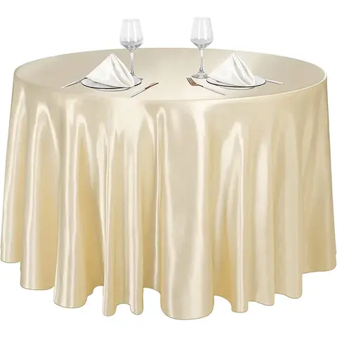 Champagne 145CM Round Satin Tablecloths Satin Cover Silk Tablecloth Smooth Fabric for Wedding Banquet Table Decoration