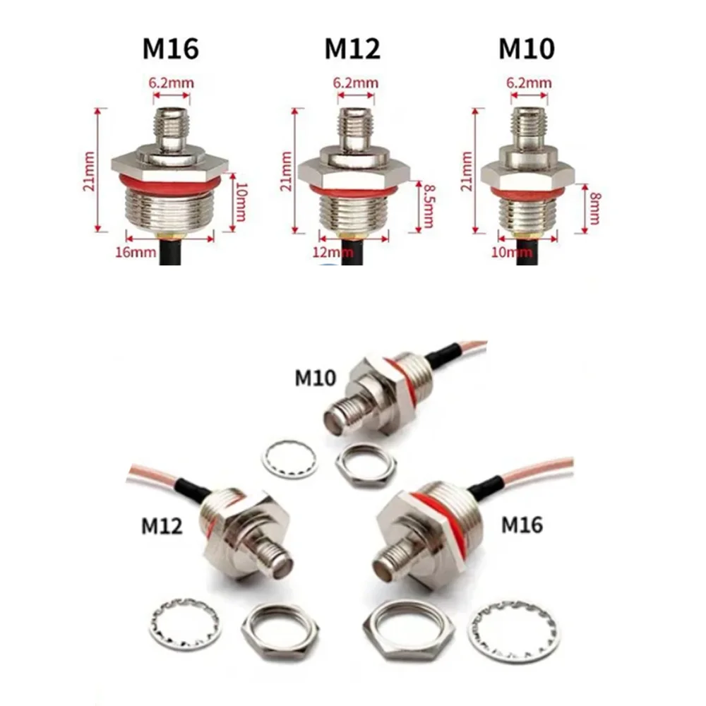 Waterproof M10 M12 M16 Bulkhead SMA / RP-SMA Female to SMA RP-SMA Male Coaxial Extension Jumper Cable M10 M16 RG316 50 Ohm RF