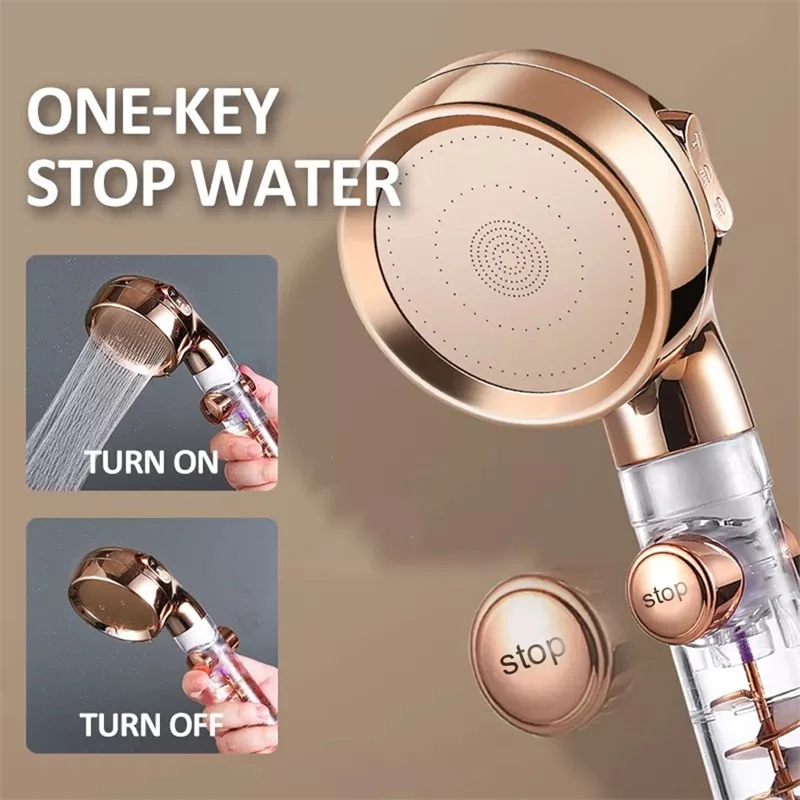 New 3 Modes Handheld Shower Head with Turbo Fan Eco Filter ON/Off Pause Switch Water Saving High Pressure Showerhead Accessories image 3