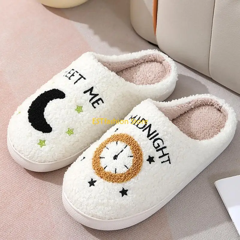 Y5GC Moon Clock Slippers Non-Slip Indoor House Slippers Home Shoes for Bedroom Hotel