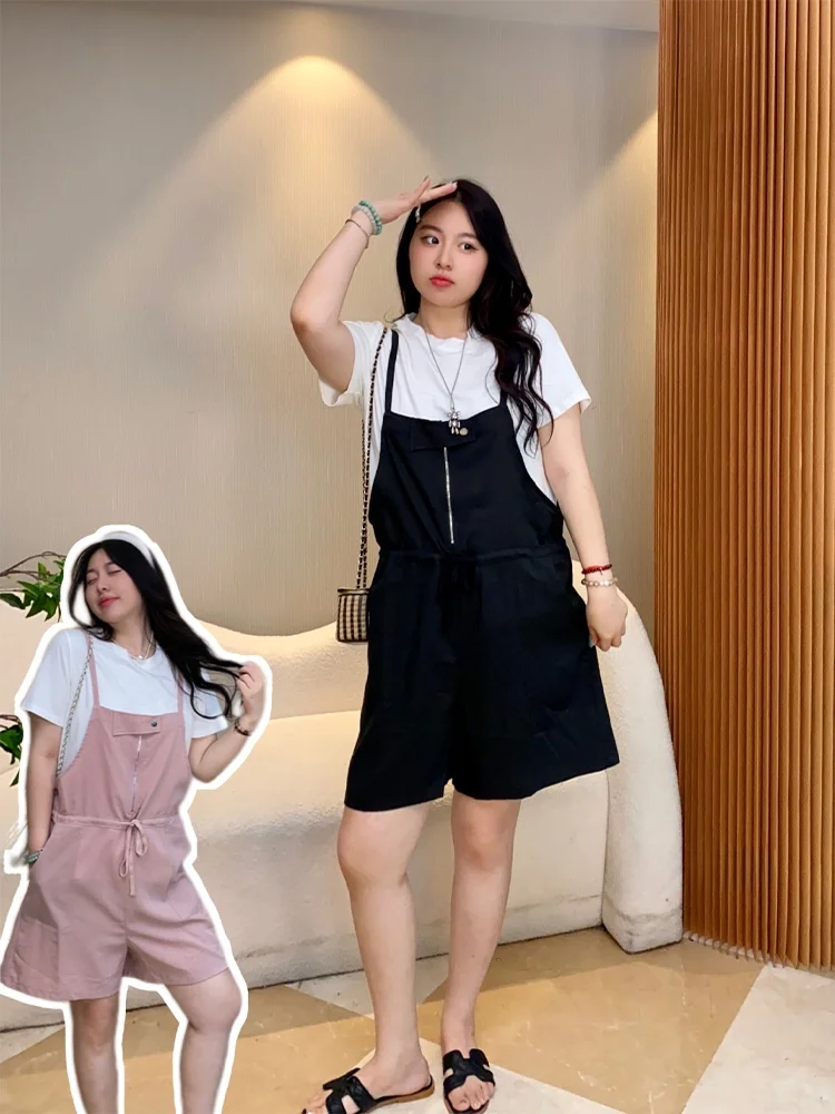 

Sweet Casual Wide Leg Short Sleeve Two Piece Set for plus Size Women Anti-Aging Small Statured Women Short Shorts Strap Tops