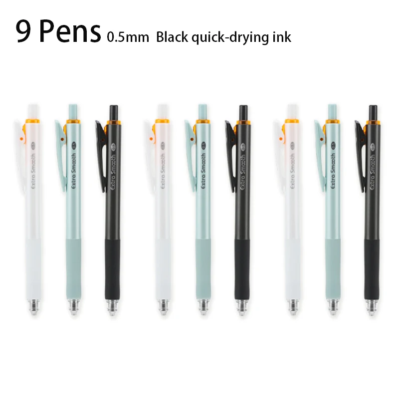 M&G 3/6/9 Pens 0.5mm Black Quick-Drying Ink Full Needle Gel Pen Office Finance Signature Pen Stationery Needle Tip Cone Pen Head