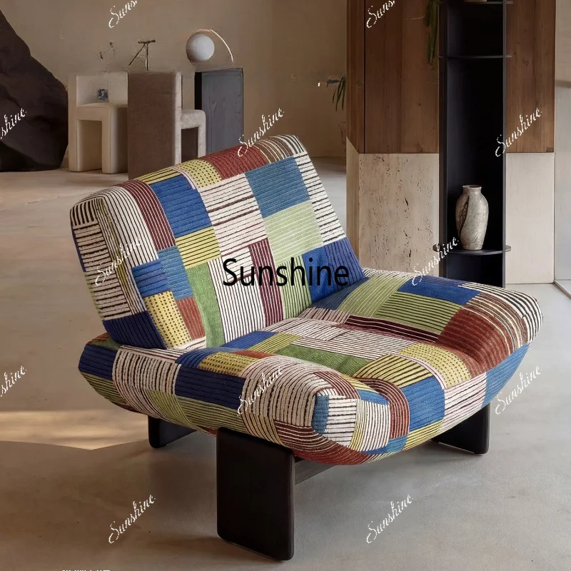 Medieval wabi-sabi wind solid wood single sofa chair light luxury high-end sofa chair