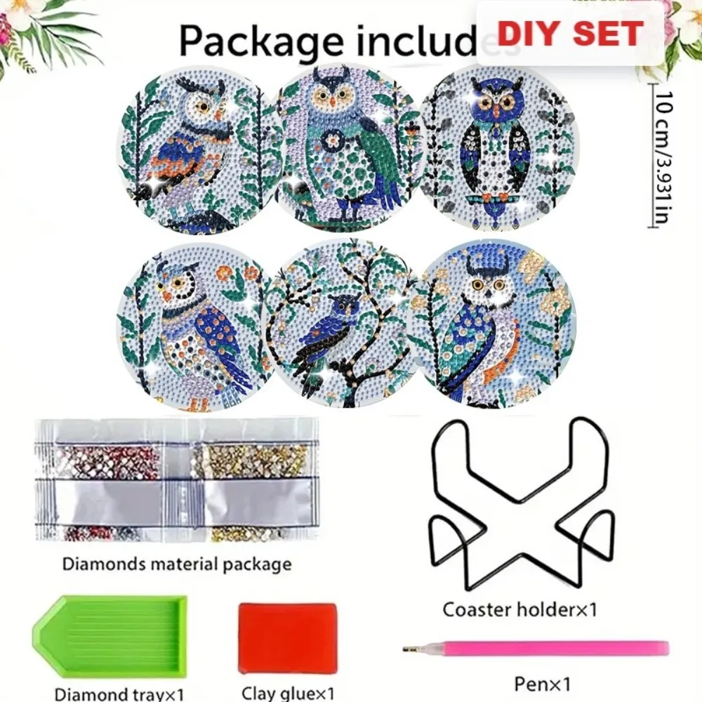 8PCS/6PCS With Stand DIY Painting Coasters Entry-level Handmade Round Art Coasters Table Protector Heat Insulation