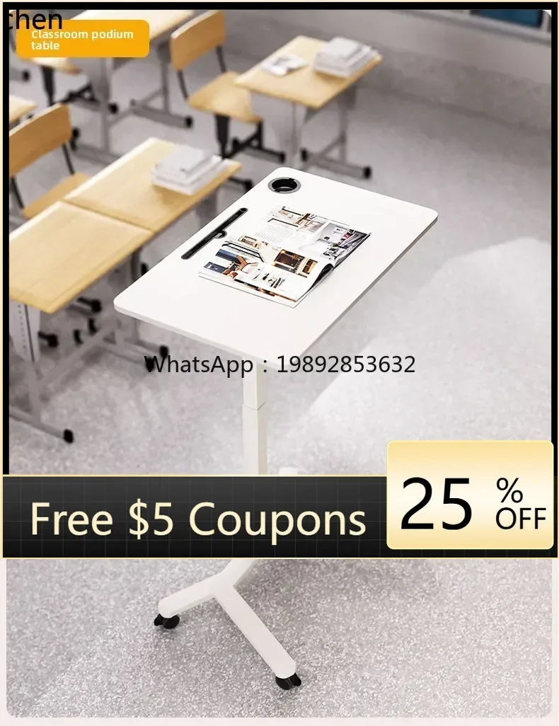 

7BGZLectern Teacher Desk Welcome Desk School Classroom Teacher Lectern Mobile Standing Speech Lifting