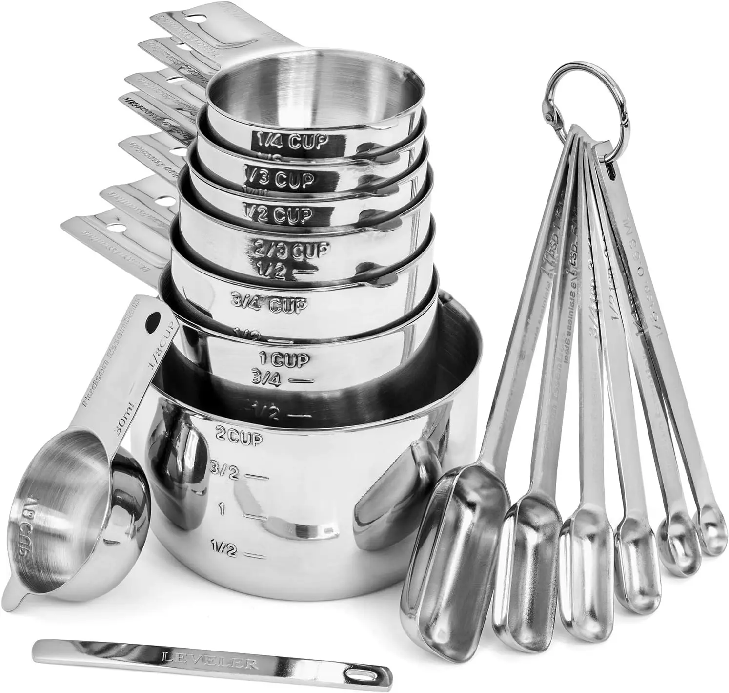 

Набор мерных чашек и ложек из высококачественной нержавеющей стали, 15 предметов, незаменимые кухонные принадлежности для выпечки и приготовления пищи
