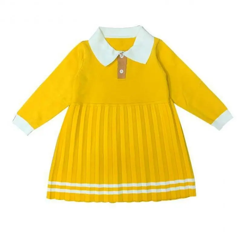 Fashion Knit Dresses Clothing Children Autumn Winter Clothes Baby Girls Knitted Sweaters Dress Elegant Girl Kids Beaded
