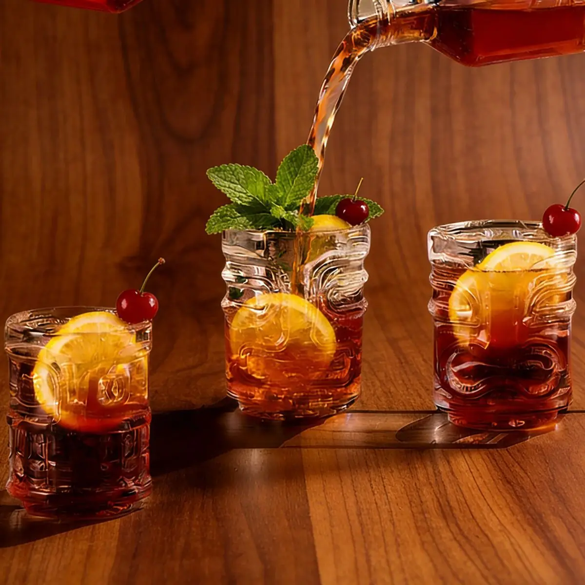 6 قطعة نظارات لقطة مع ثلاثة أكواب مختلفة قناع الطوطم تيكي للمشروب البارد إسبرسو الخمور كوكتيل بار الملحقات