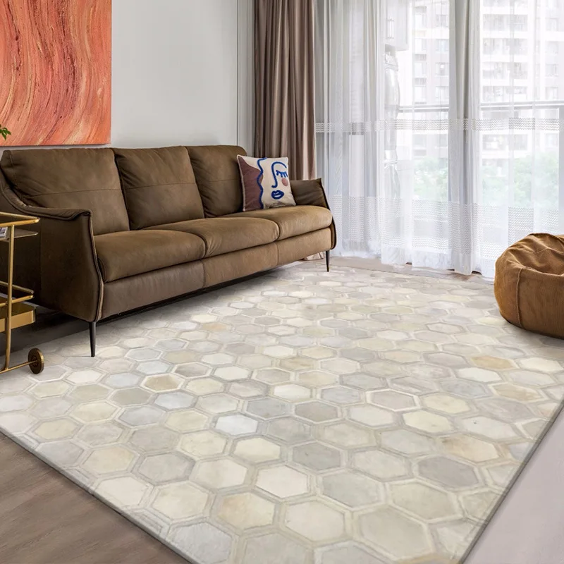 

Modern Simple White Bedroom Decor Carpet Soft Study Rug Large Area Carpets for Living Room Handmade Genuine Cowhide Cloakroom
