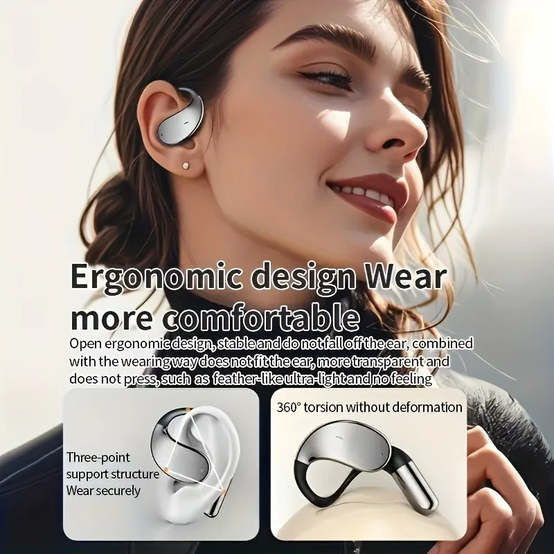 

AI Bluetooth 5.4 earphones，144+ languages, HiFi sound quality, ENC call noise cancellation,IP54，ear-hook style，sports use.