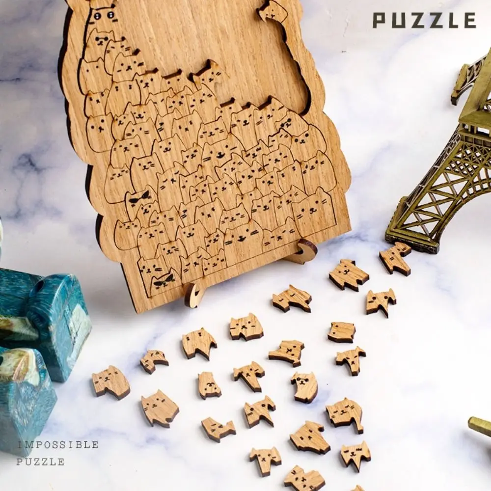 Puzzle unico a forma di gatto per cento gatti, puzzle in legno irregolare, puzzle per cartoni animati, puzzle per animali, gioco per famiglie