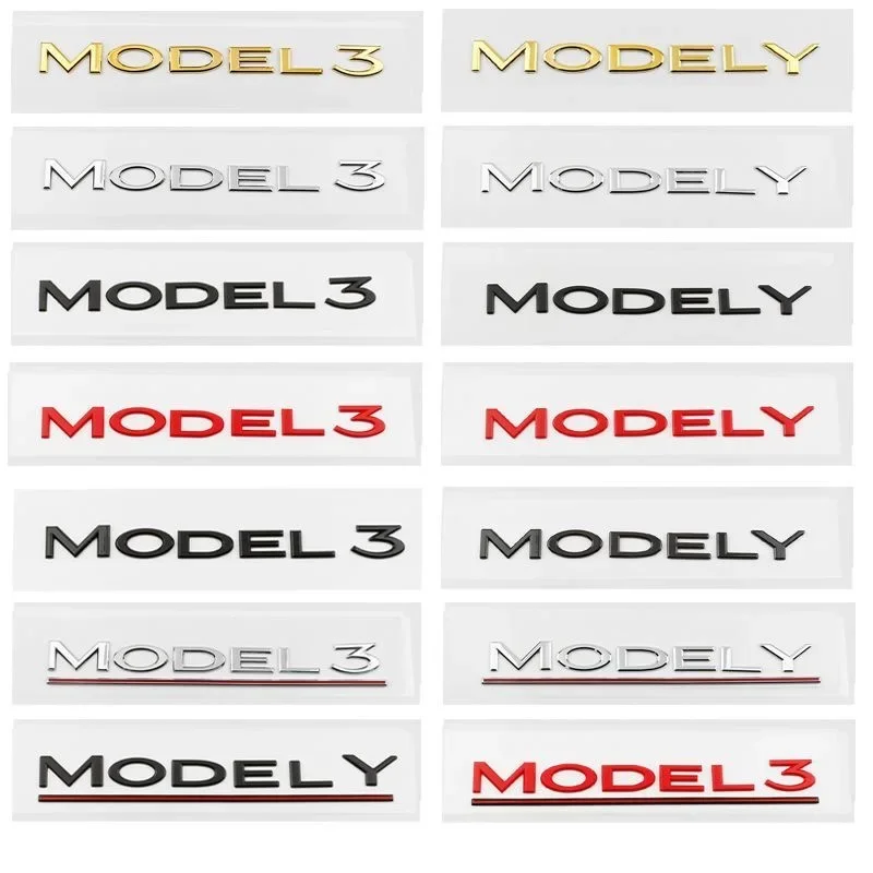 

3D ABS Underlined Letter Car Emblem For Tesla Model 3 Model Y Car Styling Refitting High Performance Rear Back Trunk Sticker