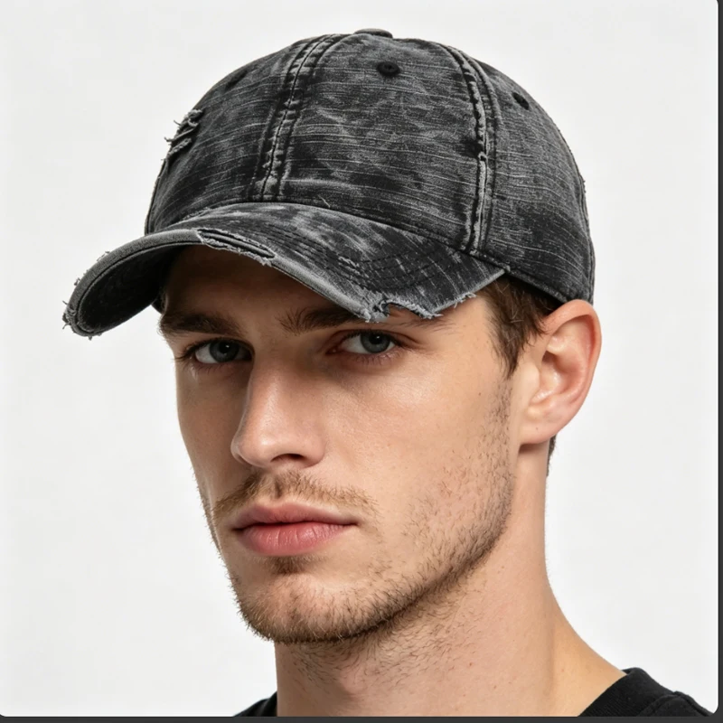 faded vintage baseball cap for men washed cotton good quality distressed ripped soft top spring summer caps male