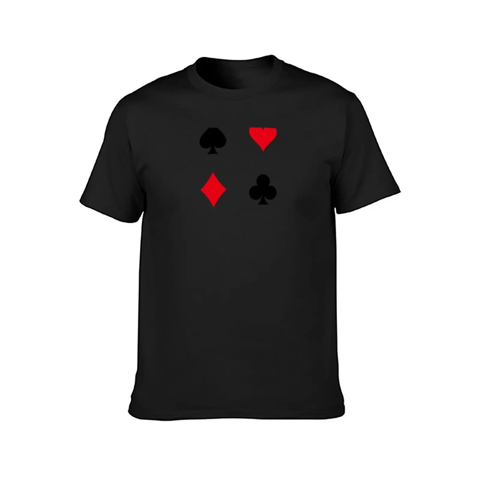 Spades Hearts Clubs Diamonds grid pattern T-shirt oversized quick-drying anime Short sleeve tee men