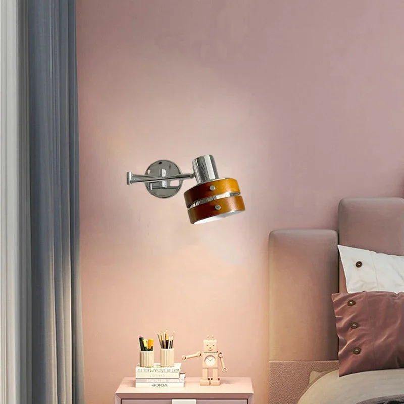 

Modern minimalist bedroom bedside lamp, rotatable, antique living room swing wall lamp