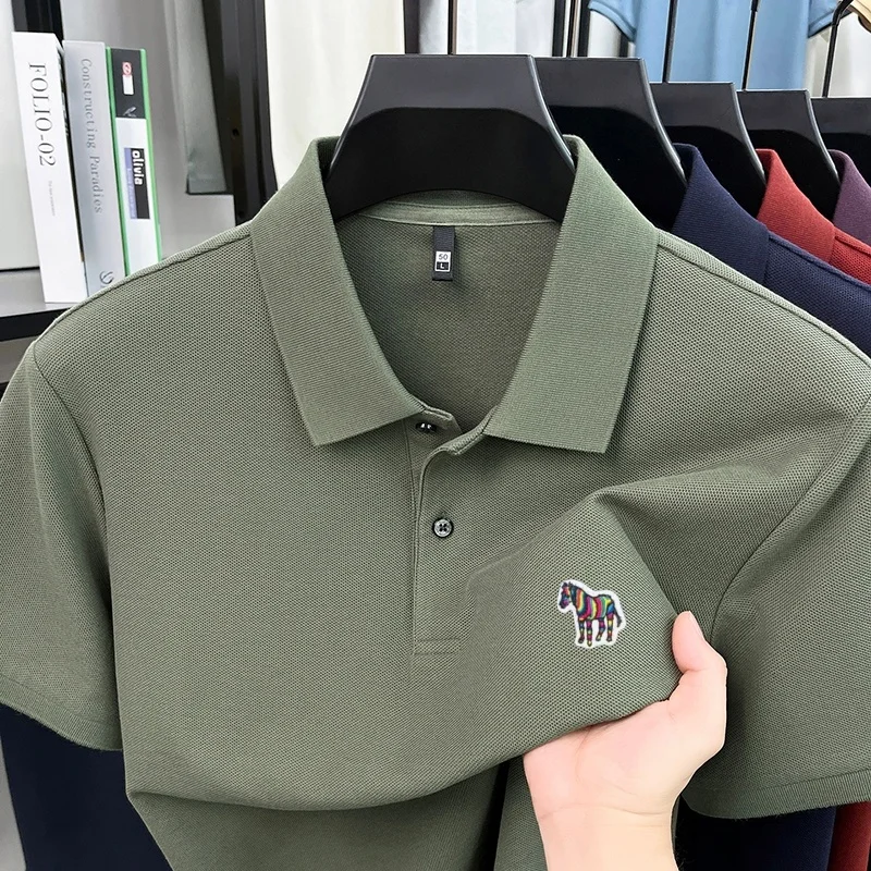 Herren Sommer Baumwolle 100% Poloshirt, Besticktes Kurzarm-T-Shirt mit Kragen, Business Casual Atmungsaktive Herrenbekleidung Oberteile – Detail 26