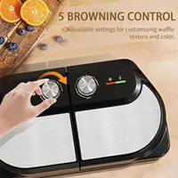 Double Waffle Maker 6 Inch, 1400W Belgian Waffle Maker for Breakfast and Snacks 3
