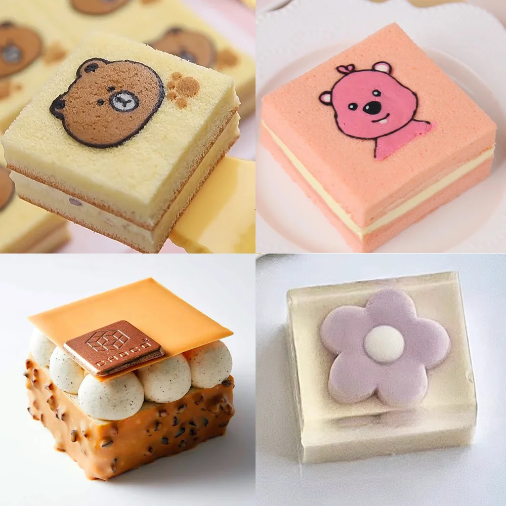 Cake Ring Set, 5PCS Square Stainless Steel, Food Grade Smooth Edge Easy Clean, Pancake Biscuit Molds, Cake Decorating