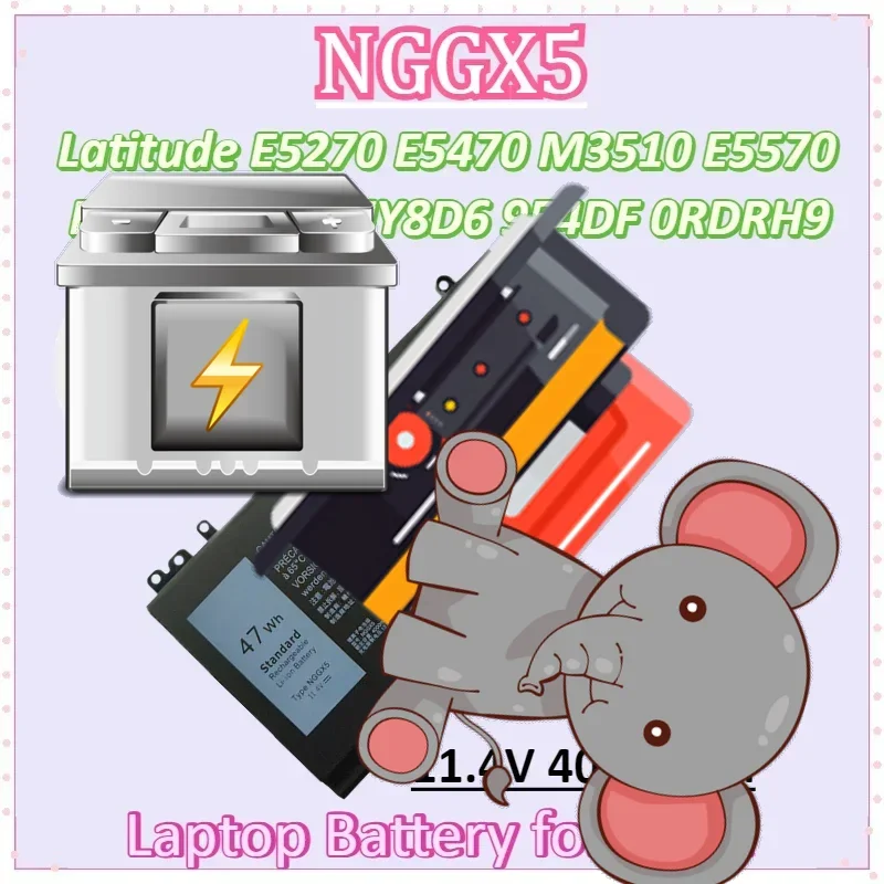 

NGGX5 11.4V 4000mAh Laptop Battery for DELL Latitude E5270 E5470 M3510 E5570 E5550 E5570 JY8D6 954DF 0RDRH9 Batteries