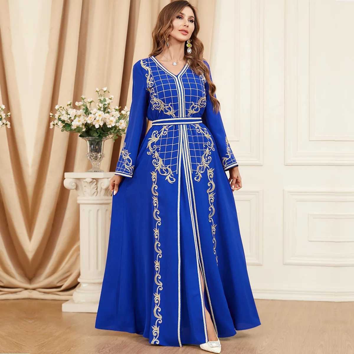 

3359 Muslim Women's New Two Piece Fashion Embroidery Set Dress