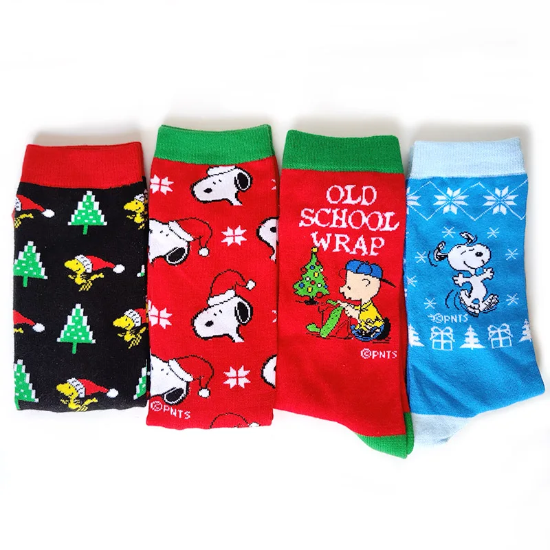 Nuevos calcetines navideños para hombre, calcetines de dibujos animados con tema de Anime, calcetines divertidos felices de algodón