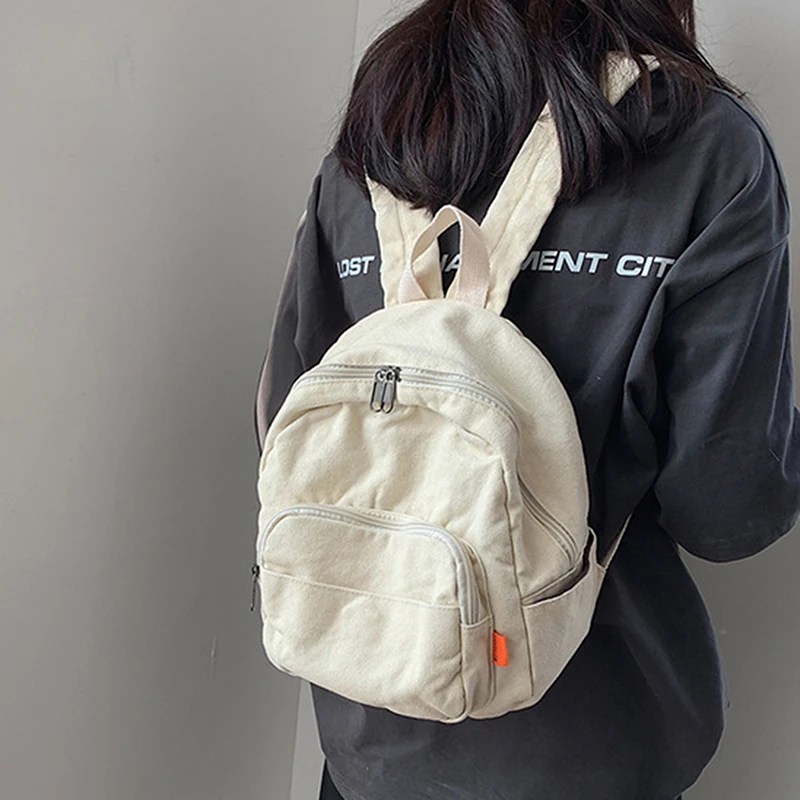 Schoolbag Female Simple Student Retro Washable Canvas Leisure Backpack Female