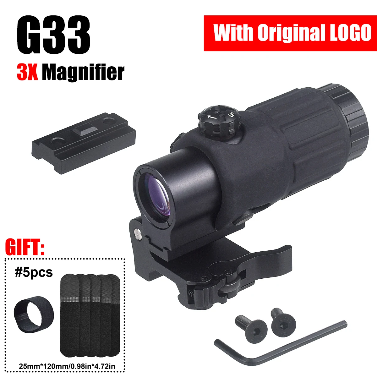 

G45 5X G33 G43 3X Magnifier Sight Scope Folding Side Flip Magnifier TacticalCombo Hunting Amplify Adjustable Scope Original LOGO