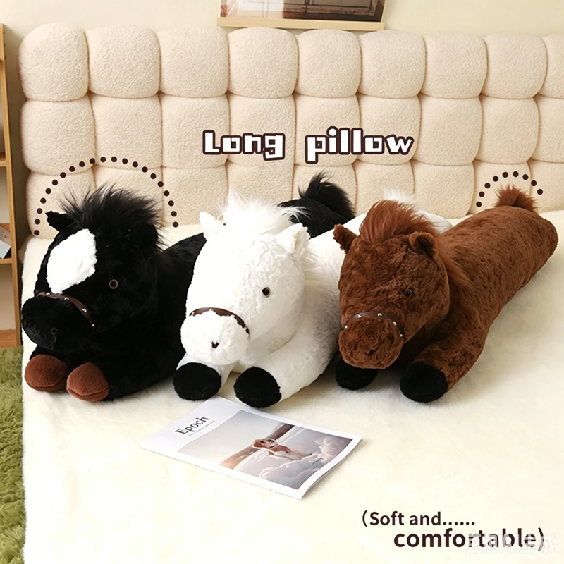 

1PC 90-120cm Giant Realistic Horse Long Plush Pillow, Hugging Cute Lying Large Pony Stuffed Animal Pillow Cushion,Kids Toy Gift