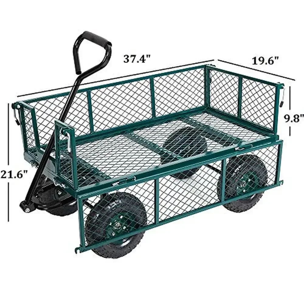 Carrello da giardino a quattro ruote per impieghi gravosi, capacità di carico di 560 libbre, carrello pieghevole per il trasporto della spiaggia