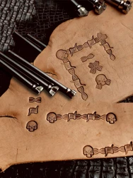 Thorns and skull pattern Hand-work unique design leather working tools carving punches stamp craft making high quality 304 steel