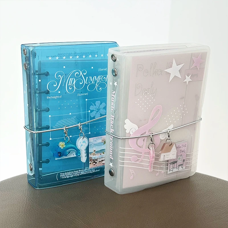 Verão oceano azul pasta a7 com três dobras pvc capa organizador refrescante planejador com charme acessório divisor páginas notebook escritório